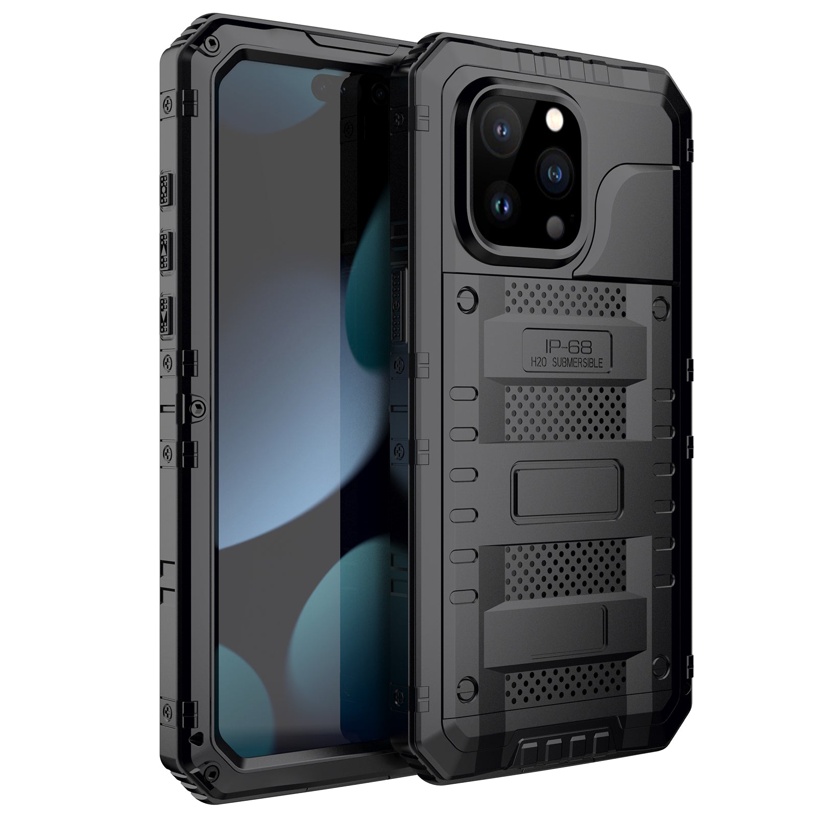 For iPhone 15 Pro Max IP68 Waterproof Case Anti-drop Phone Cover with Screen Protector - Black For iPhone 15 Pro Max IP68 Waterproof Case Anti-drop Phone Cover with Screen Protector - Black
